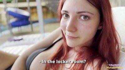 Redhead Stranger Gives Intense Blowjob and Ride in Locker Room - LikaBusy on freereelz.com