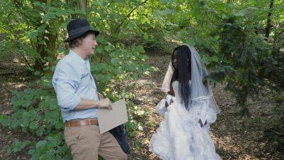 Ebony bride gets lost in the woods and fucked by a random dude on freereelz.com