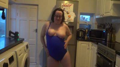 Wife With Big Breasts Dancing In Tight Blue Swimsuit on freereelz.com