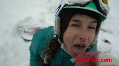 Hotly Sucked A Dick Snowboarder In The Woods In The Frost. Sperm On Face - Mila Fox on freereelz.com