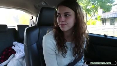 19-Year-Old Brunette Stepdaughter Ellie Eilish Sucks Stepdad for a Car - Teen Blowjob on freereelz.com